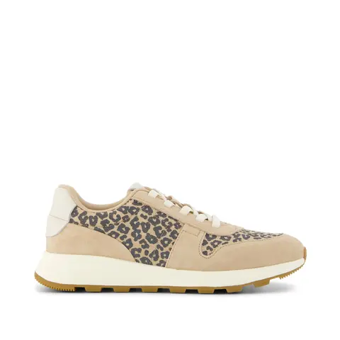 Womens TRVL LITE Retro Runner Sneaker Water Repellent Natural Leopard Spots