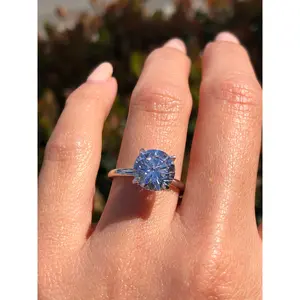 14K Gold 2.50 Carat Round Lab Grown Diamond Under Halo Engagement Ring