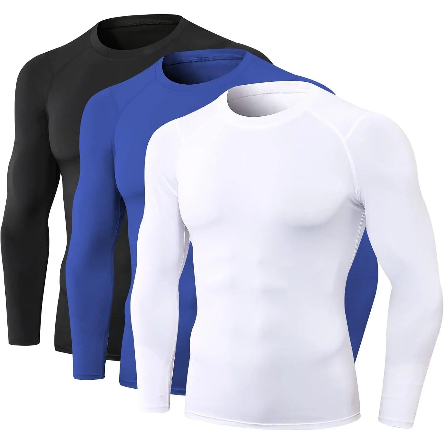 1/3 Pack Men's Compression Shirts Long Sleeve Athletic Workout Base Layer Quick Dry Fit Basketball Football Tops Undershirts