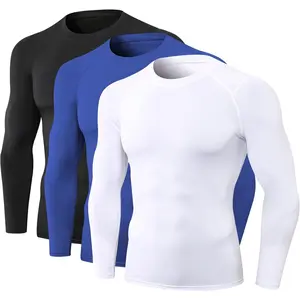 1/3 Pack Men's Compression Shirts Long Sleeve Athletic Workout Base Layer Quick Dry Fit Basketball Football Tops Undershirts