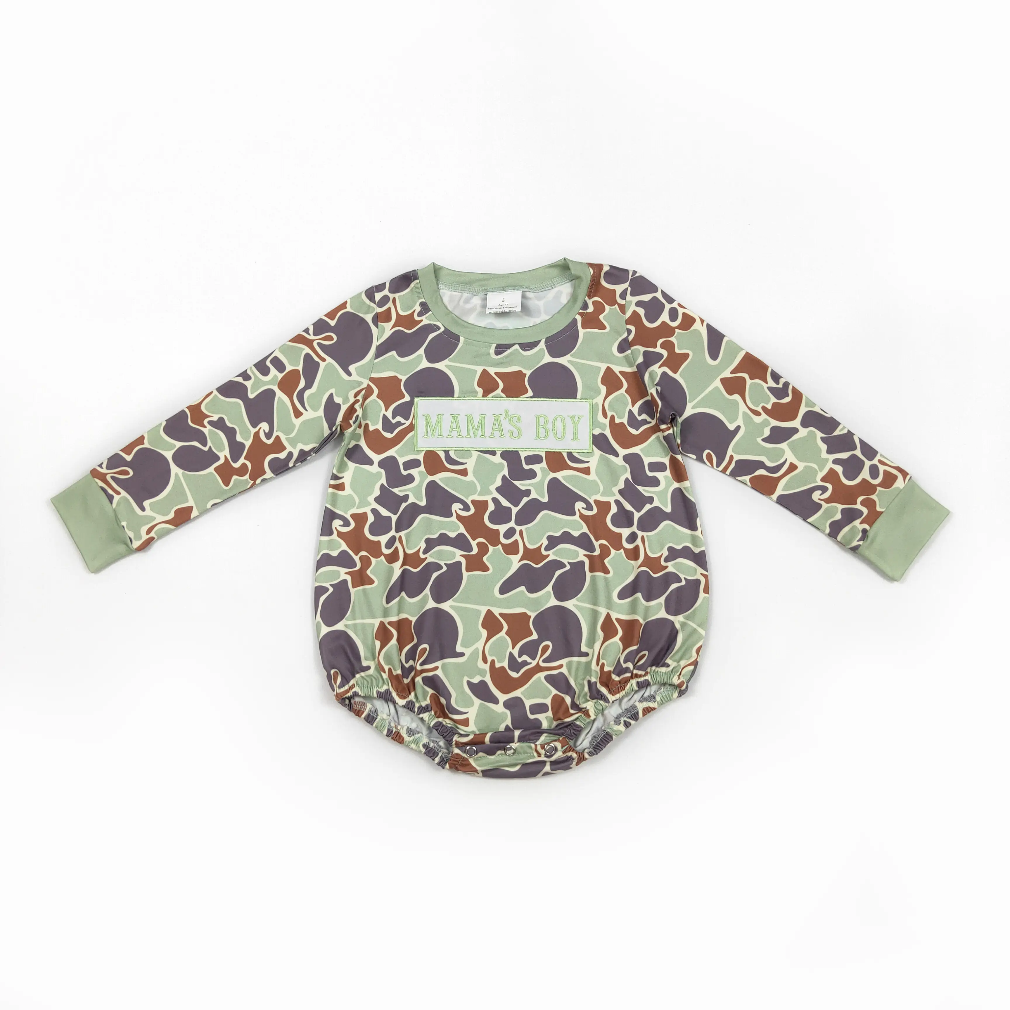 Camo mama's boy pattern Print long sleeve OnePieces