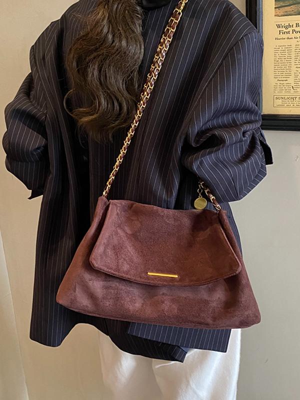 Women's PU Velvet Handbag, Retro Style Large Capacity Shoulder Bag, Magnetic Closure, Ideal for Office, School, Work, Travel, Outdoor Women's PU Velvet Handbag, Retro Style Large Capacity Shoulder Bag, Magnetic Closure, Ideal for Office, School, Work, Travel, Outdoor