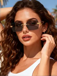 Unisex Y2K Trendy Frameless Rhombus Fashion Glasses, Casual All-Season Eyewear, Durable Streetwear Accessories for Parties & Daily Use