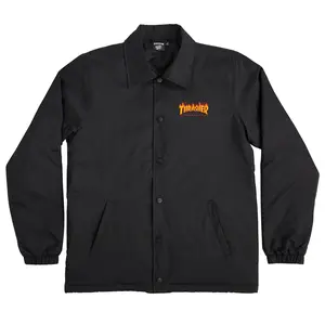 Santa Cruz Skateboards Coat Thrasher Flame Dot Coach Jacket Black