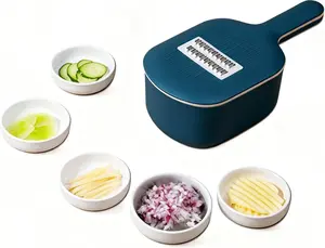 Vegetable Chopper with Drain Basket and Container 4 Blade Potato Slicer Onion Cutter Vegetable Slicer Kitchen Food Prep Tool