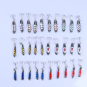 30pcs Fishing Lures Spoons Fishing Metal Saltwater Treble Trout Lures Hard Metal Spinner Baits 5 Sizes Casting Spoon