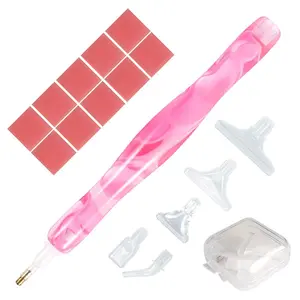 Diamond Painting Tool Set with Accessories, Diamond Art Tools, Resin Pen Holder, Ergonomic Grip, 6 Replacement Tips, Wax Block, Ideal for DIY Beginners, DIY Kit