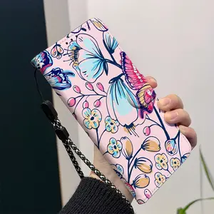 Butterfly pattern wallet phone case magnetic flip cover with card slot, lanyard and foldable stand for iPhone17/17Pro/17ProMax/17Air/16/16 Pro/16Plus/16ProMax/16e/15/15Pro/15Plus/15ProMax/14/14Pro/14Plus/14ProMax Case