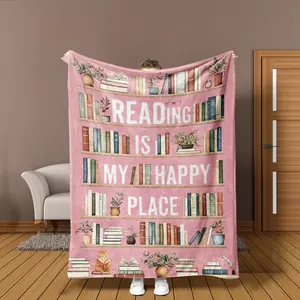 New Bookshelf Design Flannel Throw Blanket, Soft Warm Cozy Décor for Home Office & Car, Perfect Gift for Book Lovers