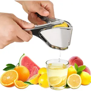 Lemon Squeezer, Stainless Steel Hand Flat Manual Juicer, Lime Press Handheld, Easy to Use Fruit Citrus Press for Lemons, Citrus, Lime, Orange (Silver)