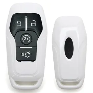 iJDMTOY Glossy Metallic White Exact Fit Key Fob Shell Cover For Ford or Lincoln 4/5-Button Intelligent Access Key