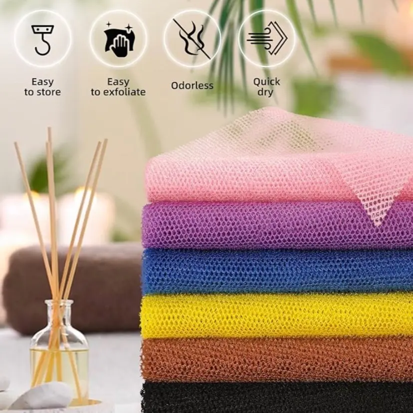 exfoliating  net cloths Sponge showering Bath Cleaning