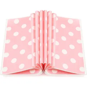 150 Pcs Wax Paper Sheets For Food, Sandwich, Fast Food, Picnic Basket Liner, Christmas Birthday Party Supplies (Pink). Dot Printed Bakery Tissue Greaseproof Disposable Wrapping Paper