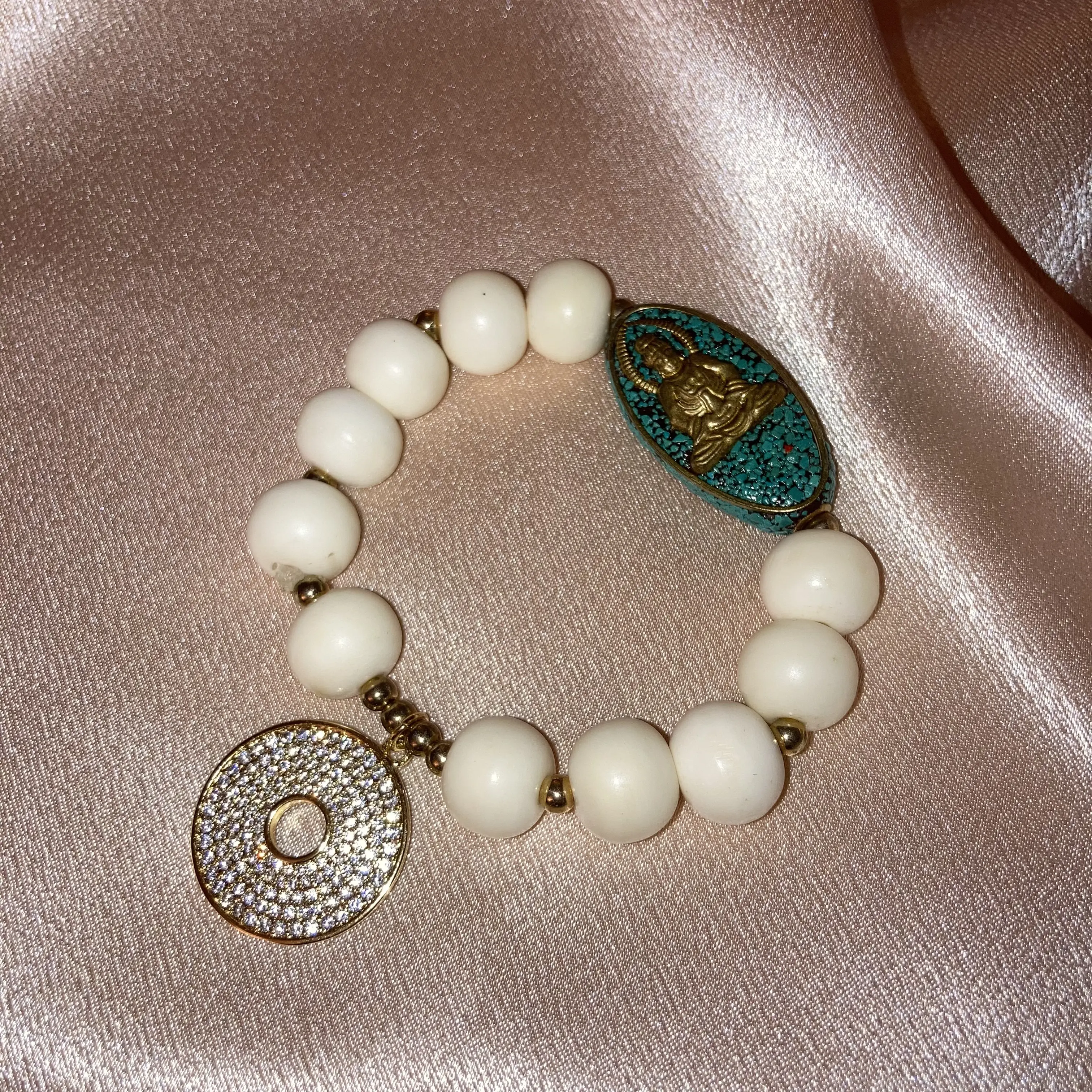Handmade Organic Tibetan Yak Bone & Himalayan Buddha Healing Mala Bracelet
