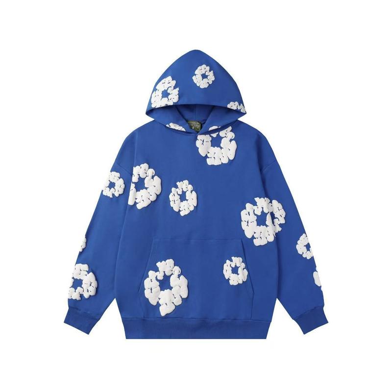 Denim Tears Y2K Hoodie Women's and Men's AestheticHoodie Casual Retro Large Pullover Harajuku Jacket with Unique Floral Print