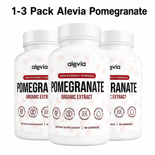 1-3 Pack, Alevia Pomegranate Extract Capsules, Organic Pomegranate Supplement for Antioxidant, 60 Capsules