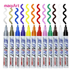 Set of 12 Permanent Car Tire Marking Paint Markers Set-for Painting on Car Ornaments,Wood,Plastic,Glass,Mugs-Durable Plastic,Medium Tip,Ideal for Drawing,Coloring and Writing, Car Decoration, Sleek Design,Smooth Writing, Paint Pen, Metal Marker