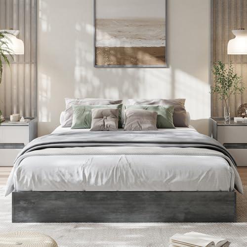 GAOMON California King Wood Platform Bed Frame, Wooden Bed Frame No Headboard, Wood Slat Support, No Box Spring Needed, Easy Assembly