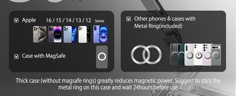 CAMOLO Magnetic Pocket Phone Tripod Foldable Stand with Hook, MG-07/MG-05G Phone Holder Compatiable with Magsafe for iPhone 16 15 14 13 12 Pro Max Plus Series, 1/4" Screw Tripod Mount, 2-in-1 Dual Magnetic for iPhone 15/14/13/12 Plus Pro Max Series / ipad