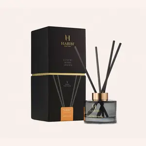 HABIBI NEW YORK Luxury Bamboo Aromatherapy Diffuser - 100ml Scented Fragrance Freshener with Sunset Scent, Compatible with Aromatherapy Diffuser Oil for Home Care