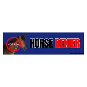Horse DENIER (they are not real) Bumper Sticker or Magnet | Weatherproof Vinyl (ORIGINAL)