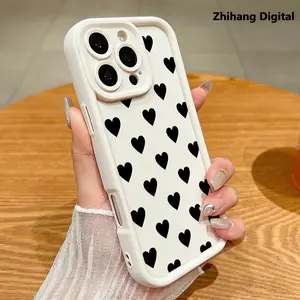 Popular Love Heart Pattern Case for iPhone 17 Pro Max Air 16 Plus 15 14 13 12 11 Shockproof Non Slip Military-Grade Protection Silicone Cover