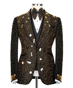 Handmade Black & Gold Embellished Tuxedo