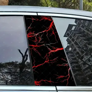 2pc Lightning Vinyl Sticker, Car B Pillar Protection Decal, Easy Peel & Stick, Sunproof Waterproof Scratch Resistant, All Cars Decor