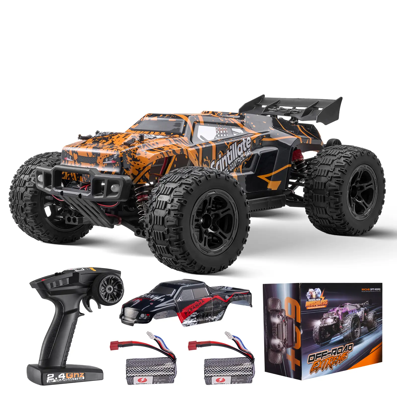 VEVOR Remote Control Car, 1:10 Scale RC Car for Kids, All Terrain 4WD Off-Road Truck with 45° Wheelie & Adjustable Speed, 50 km/h High-Speed Hobby RC