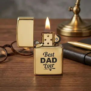 Stainless Steel Lighter Gift for Him Groomsmen Man or Anniversary Silver Gold and Black Lighter with Protective Case