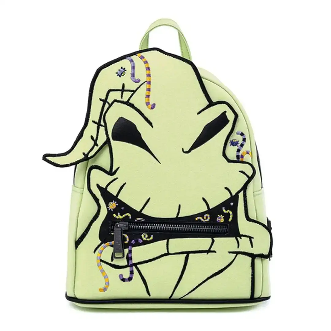Oogie Boogie Mini Backpack, Collectible Faux Leather Bag for Tim Burton Fans, Unisex Casual Design with Glow-in-the-Dark Applique and Embroidery, Collectibles, Cute Stylish Daypacks, W 9” X H 10.5" X D 4.5"
