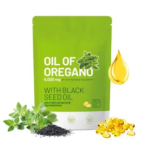Organic Oregano Oil Extract | 6000mg Oregano Oil with 200mg Black Seed Oil Capsules | Natural Antioxidants Fitness  | Gluten Free Formula (300 Count) Edible Supplement Vitamin Healthcare