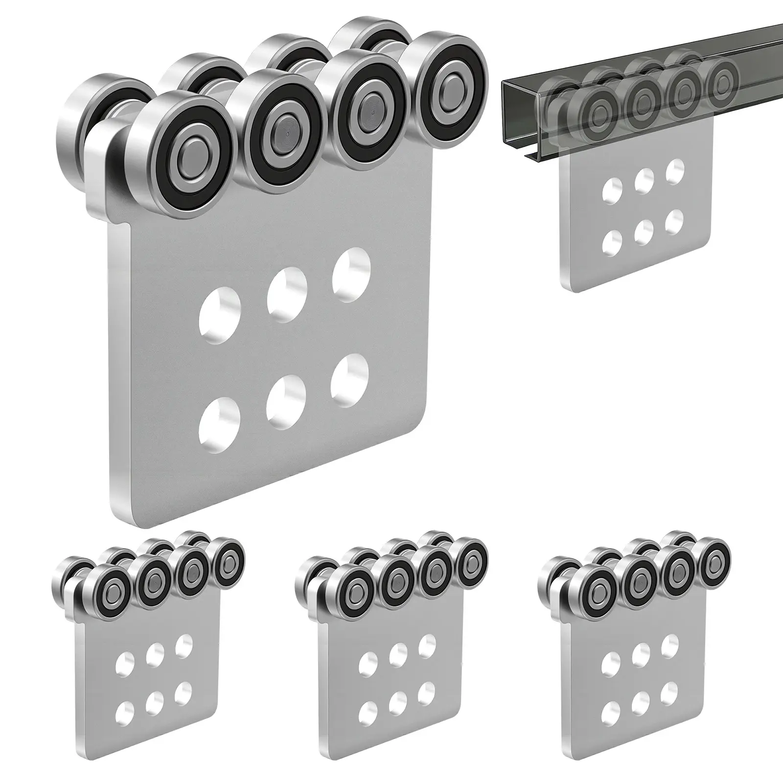 VEVOR 8 Wheel Trolley Assembly Rollers, 4 Pcs 3000 lbs Load, Dual Bearing Trolley Assembly for 1-5/8" Wide and All 1-5/8" or Taller Strut Channel, Heavy Duty Sliding Track System for Warehouse Garage#BacktoSchool