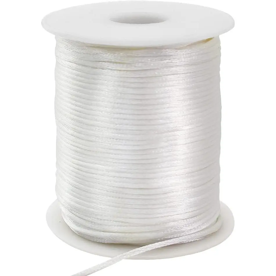 Cream White 2mm x 110yd Synthetic Polypropylene Rattail Cord, Bright Knotting Wrapping Binding Thread for Bracelet Making, Macrame Trim, Beads Crafting (DIY Jewelry Supplies)