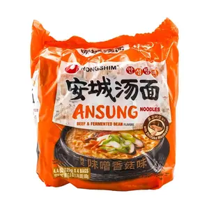 Nongshim Ansung Ramen - Spicy Beef & Mushroom Flavor Instant Noodles, 4-Pack (500g) - Authentic Korean Style Soup Noodles