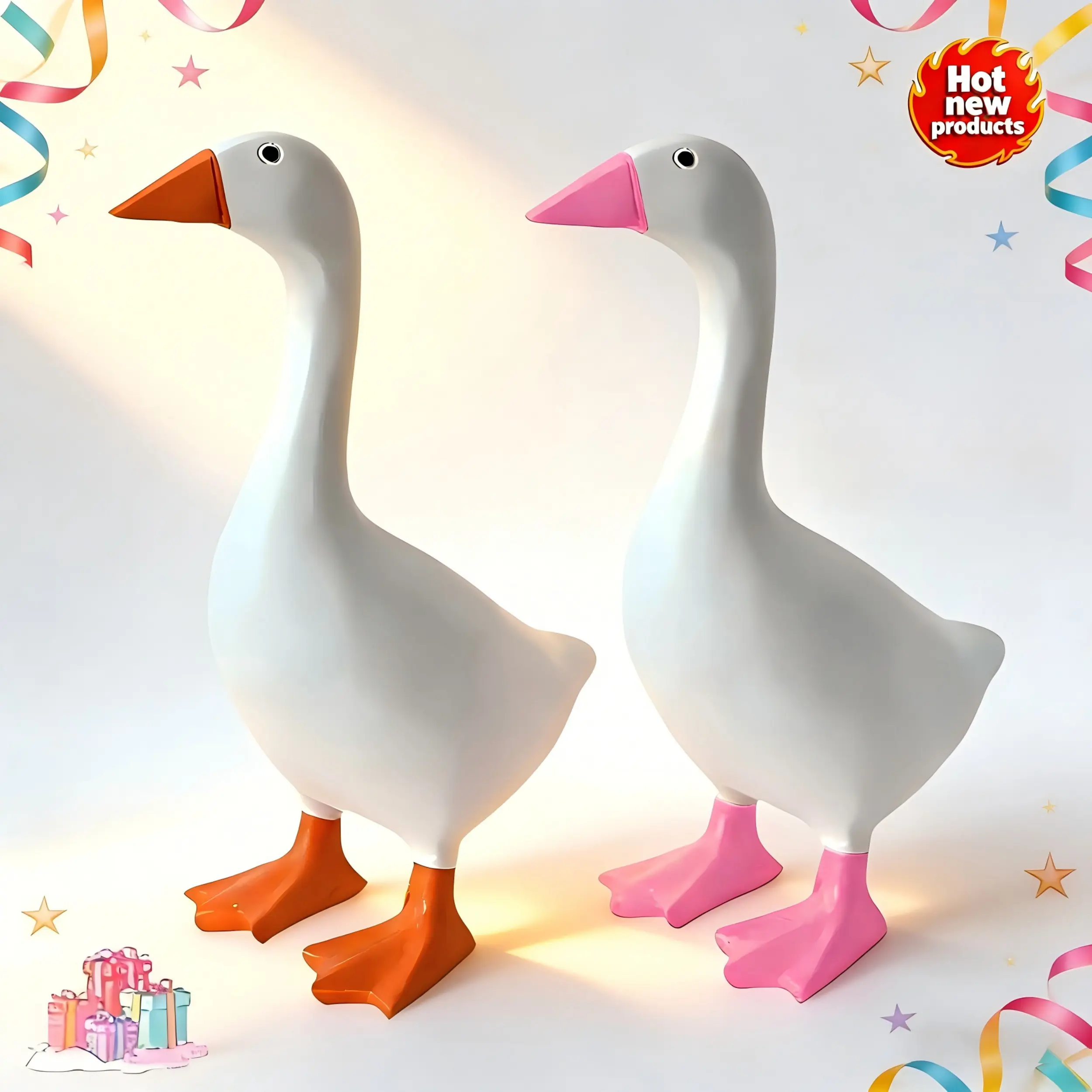 7-Inch Lightweight Metal Magnetic Desk Goose Key Organiser - Cute Resin Figurine with Strong Magnetic Beak, Funny Animal Desk Ornament for Office & Home Decor, Ideal Gift