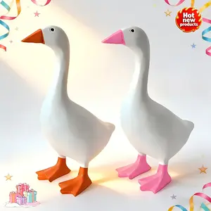 7 Inch Magnetic Desk Goose Key Holder - Cute Resin Goose Figurine with Strong Magnetic Beak | Funny Animal Desk Ornament for Office & Home Decor