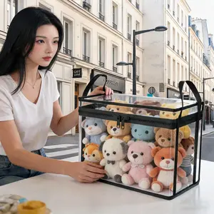 Large transparent thick plastic storage box, with hinged lid, sturdy and durable, large capacity storage container, ideal for home use, camping, travel, attic, and moving