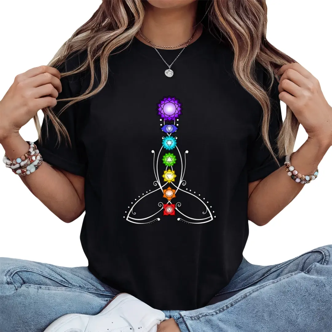 100% Cotton Spiritual Shirts for women & Yoga clothes Yoga Meditation Spiritual Body Energy Chakra T-Shirt
