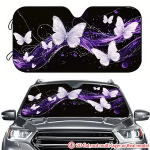 1pc purple butterfly decorative pattern 2D high-definition printing for car sunshade, effectively blocking sunlight for car sunshade, suitable for SUV, RV, and General Motors front windshield decoration