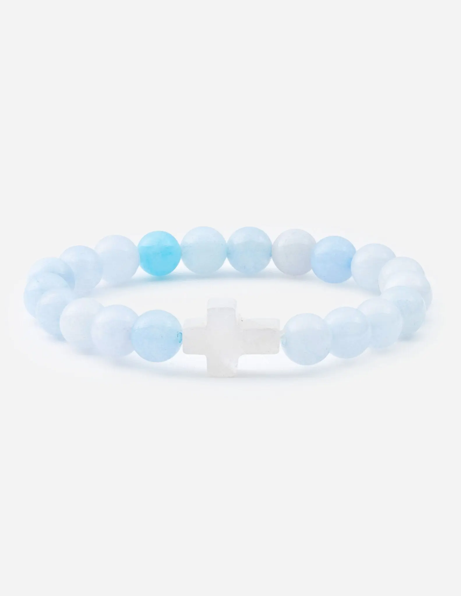 Sunday Stone Bracelet with Cross Charm Natural Cotton Pouch for Spiritual Remembrance and Faith Expression