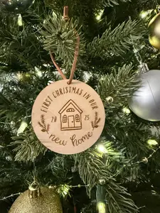 Engraved Wooden Christmas Ornament - New Home - Engaged - Wedding