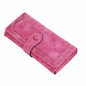 Women's Faux Suede Long Wallet & Card Holder — An Elegant, Stylish, and High-Capacity Fold-Over Wallet featuring Multiple Card Slots and a Zippered Pocket; Designed for Storing IDs and Cash (Ideal for Sports and Outdoor Leisure Activities)
