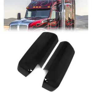 HECASA Door Mirror Cover Compatible with Peterbilt 579 Driver and Passenger Side Black Pair Truck Automotive Replacement
