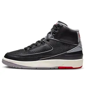 Youth Jordan 2 Retro Black/Cement Grey-Fire Red (DQ8562 001) (GS)