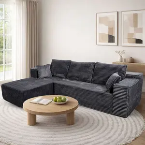 [2 packages shipped] 105 inch high-density sponge hardness 30D thickness 65cm boneless sofa with recliner, no need to assemble L-shaped segmented sofa kit, flexible configuration of 105 inches wide, 70 inches deep, 3 seats compressed sofa