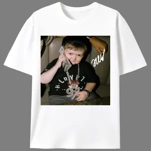 Men's Knit Cotton Fabric Short-Sleeve T-Shirt, Unisex Hip Hop Kid Meme Printed Street Style Casual Top, Summer Gift for Rap Fans (Menswear)