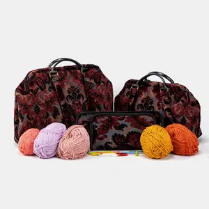 Burnout Velvet Revival Sephia Knitting Project Bag