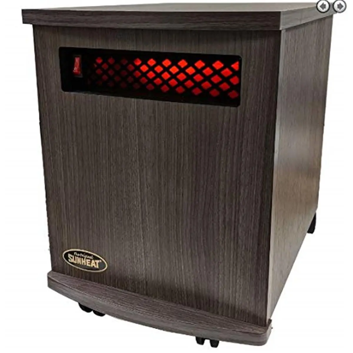 212 MAIN Sunheat USA1500 Portable Fast-Heating Heat-Safe Infrared Heater, Charcoal Walnut Finish, 5-Year Warranty
