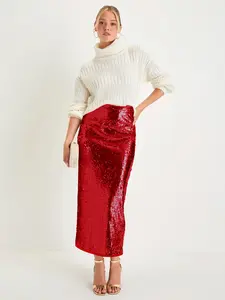 Women's Sequin Long Skirt, Elegant Shiny Design, Fashion Versatile, Perfect for Formal Evening Parties and Gatherings, Loose-Fitting H-Type, Natural Waist